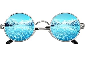 CGID E01 Estilo Vintage Retro Lennon Inspirado Círculo Metálico Redondo Gafas de Sol Polarizadas Hombre Mujer