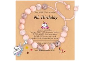 YOEE Bracelet Gift for Girls, Adjustable Pink Zebra Bracelets with Cute Unicorn Charm for Daughter Granddaughter Friend, with Card & Box
