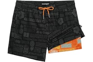 MaaMgic 5" Mens Swim Shorts with Compression Liner 4-Way Stretch Bathing Suit Swimming Shorts 2 in 1 Men's Swim Trunks with Zipper Pockets Quick Dry