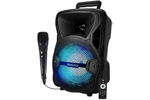 KOOLSTAR Enceinte à LED SONO DJ Karaoke autonome Mobile sur Batterie 8" - 200W - USB/Bluetooth/SD/PC + Micro + Télécommande