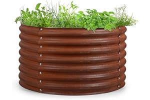 blumfeldt Rust Grow - Potager de Jardin surélevé, tôle d'acier galvanisé, épaisseur du matériau : 0,6 mm, Montage Facile, Finition Rouille, 100 x 60 cm (ØxH) - Rouille