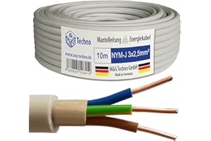 M&G Techno 10m NYM-J 3x2,5 mm² Mantelleitung Feuchtraumkabel Elektrokabel Kupfer Made in Germany
