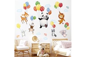 decalmile Adesivi Murali Palloncini Animali Adesivi da Parete Panda Koala Scimmia Decorazione Murale Camerette Bambini Asilo Nido Camera da Letto