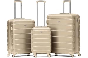 Flight Knight Lot De 3 Moyen Et Grand Valises Rigides Legeres en ABS A 4 Roues Cabine Bagage A Main pour Plus De 60 Compagnies Aeriennes -easyJet, Jet2 Et Taille Max Ryanair (Priority) 55x40x20cm
