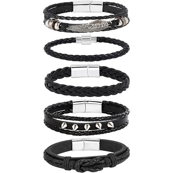 Cupimatch Bracciale Choker Donna Stile Boho Multi-Layer Winding Bead Leather Braccialetto con Fibbia Magnetica da Uomo Donna in Due Modi da Indossare,Colore Beige