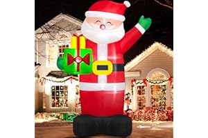 Danxilu 2,44m Gonfiabile di Natale Babbo Natale Decorazione Esterna Luci a LED Babbo Natale Gonfiabile con Sacchetto Regalo Gonfiabile Decorazioni di Natale Esterne per Cortile Festa Vacanze