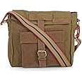 The House of tara Dual Tone Canvas Messenger Sling Bag For Men & Women | Side bag with Leather Strap on Flap Closure & Adjustable Shoulder Strap | Cross Body bag Suitable for Office & Travel
