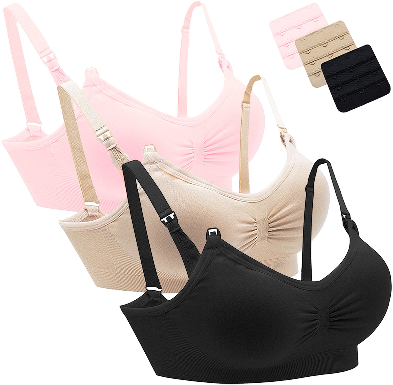 AMOURRI Women's Seamless Maternity Nursing Bra Sleep Bralette with Free Bra Extenders (Ship from