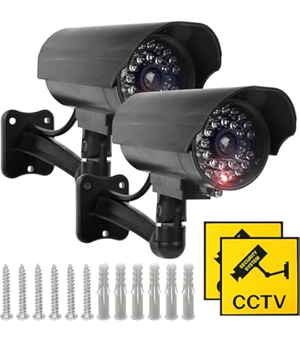ELEAR Draaibare Dummy Camera Nep Beveiligingscamera met Ledlicht Koepel Nepcamera Bewakingscamera Met Knipperend Licht Fake Camera voor Buiten en Binnen Weerbestendige
