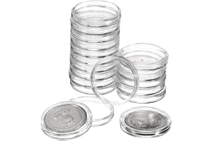 QUARKZMAN 20 stycken 25 mm silverhållare, plastmyntkapslar, akrylklar, runda myntbehållare för silvermyntskydd eller NFC-etikett