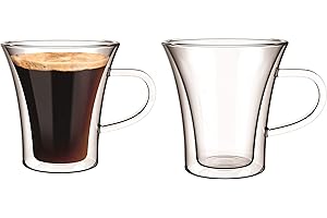 Aqualogis Lot de 2 cappuccino thermo double paroi en verre Florence 150 ml
