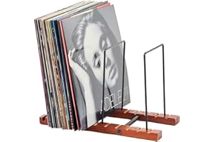 JETAINE Vinyl Record Storage, Display Up to 50 LP Albums DVDs CDs, Wood Vinyl Holder lp Storage Box, Book Display Stand Storage, Shelf Record Stand Cabinet Case for Modern Home Office Desktop Decor