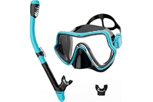 G2RISE SN02 Snorkel Set Adults - Scuba Mask Diving Goggles Dry Snorkeling Gear with Breath Easy Airflow Tech & Anti-fog Design（Comes with an Extra Mouthpiece）