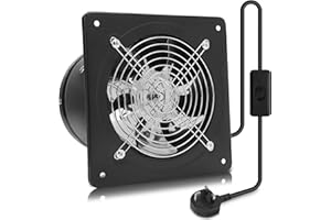 MEKOTRIN 4 Inch/100 mm Extractor Fan Kitchen, Wall Mounted Exhaust Fan Industrial Ventilation Fan with Switch Easy to Use for Kitchen Restaurant Warehouse Garage Bathroom Window(Black)