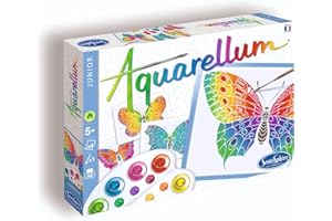SentoSphère - Aquarellum Junior - PAPILLONS – Kit de peinture magique enfant – Activité créative- 4 tableaux cértis – 5 peintures pour créer des multiples nuances - Dès 5 ans - fabriqué en France-661