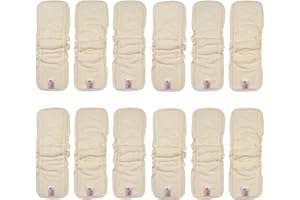 LITTLES & BLOOMZ Littles and Bloomz 12 Entredós reutilizables para pañales de bambú con cintas elásticas de 5 capas con forro, BBC12
