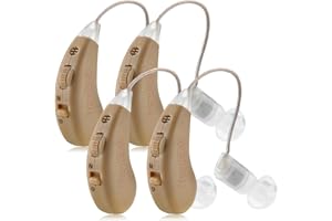 MEDCA Juego de dispositivos de sonido digital - (2 pares) 4 cancelación de ruido recargable con control de volumen de un toque, no requiere programación, casi invisible detrás de la oreja