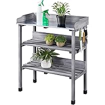 Outsunny Plantentafel, Stevige Houten Tuintafel Met 8 Haken En Lade Bloementafel Van Hout Voor Tuinterras Naturel 151 X 45 5 X 143 Cm~16f8bjob2f001