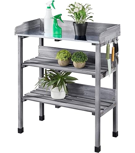 dobar® Plantentafel, praktische tuintafel, ompottafel van sparrenhout, bloementafel met verzinkt werkblad, werktafel voor tuin/terras/balkon, 78 x 37 x 83 cm, naturel