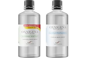 Oxxigena - Kit Base Neutra da 2 L, con Glicerina Vegetale Liquida Pura ≥ 99,5% (1 L) + Glicole Propilenico Liquido Puro (1 L), 50 VG / 50 PG, 100% Made in Italy, Purezza Farmaceutica