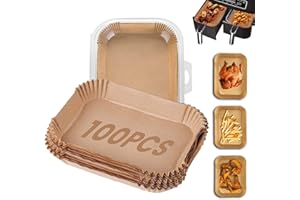 LOCCY 100Pcs Chemises en papier jetables pour friteuse Ninja Dual, Revêtement en papier sulfurisé de 8,7 pouces pour la friteuse Ninja DZ201, compatible avec la friteuse double zone