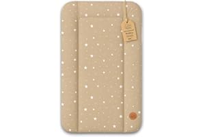TOTSY BABY Cambiador bebe 70x50 cm - colchon impermeable portátil para comoda o lavadora cojin muda cómoda trocador fraldas colchón colchoneta fácil de limpiar Beige con estrellas blancas