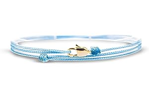 Made by Nami Mens Surfer Anklet with Snap Hook Clasp - Ankle Bracelet Men or Women - Handmade Beach Jewellery - Music Festival Accessories - Thin String Rope Anklet (Light Blue Gold)