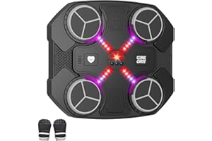 Buba Toys Music Boxing Machine, Intelligente Bluetooth-Boxmaschine, Wandmontierte Schlagmaschine mit 3 Geschwindigkeitsstufen, USB-Aufladung, Boxhandschuhe, Coole Lichter für Kinder (Schwarz)