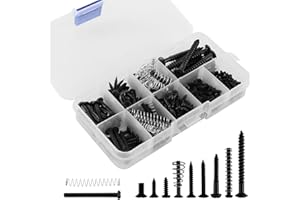 TSATTINE 240 PCS Guitar Screw Kit with Springs, 9 Types Electric Guitar Screws Guitar Springs Assortment Set for or Electric Guitar Bridge, Pickup, Pickguard, Tuner, Switch, Neck Plate By MYCreator (Black)
