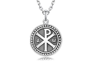 CROSS CHI-RHO JESUS CHRIST NAME BIBLE VERSE JN8:12 STERLING SILVER MEDAL PENDANT by VENICEBEE