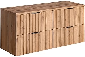 PIASKI Mueble de Lavabo Doble 120 cm ADEL Oak, Con Encimera o Empotrado, Colgante, Para Baño (Con Encimera)