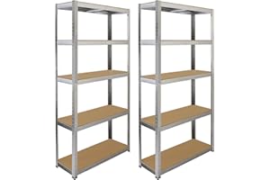 MONSTER SHOP Monster Racking 2 x Galwix Schwerlastregal Lagerregal Garagenregal Stahlregal Industrieregal Werkstattregal Steckregal Metallregal 90cm L x 30cm B x 180cm H 100% schraubenlos