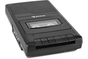 auna RQ-132 - Kassettenrekorder, Tonbandgerät, Diktiergerät, Tape Recorder, verbauter Lautsprecher, automatische Abschaltung, Mikrofon & Kopfhöreranschluss, Netz und Batteriebetrieb, schwarz