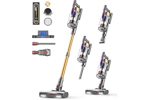 ‎CHEBIO CHEBIO Akku Staubsauger, 580W/48000pa/65Mins Staubsauger Kabellos mit LED-Anzeige, Anti-Tangle-Bürste, Freistehender, Aufladen an der Wand, für Boden/Teppich/Tierhaare