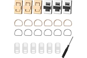 Roosea 18 Piezas Cierres para Bolsos y Anillas Metalicas en D Cierre de Bolsos Metalicos Cierre de Cuero para Bolsos Giratorias para Accesorios Hardware Carteras Embragues DIY Artesanías