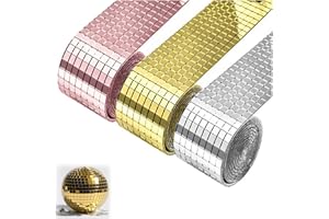 GIONAR 4392Pcs Self-Adhesive Real Glass Mirror Mosaic Tiles for DIY Craft Decoration, Disco Ball, Home Decoration, Mini Square Mirrors Stickers 5mm by 5mm(Silver, Rose Gold)