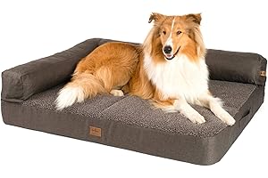 JAMAXX® Premium 2-in-1 Sofa Orthopädisch Memory Foam Matratze EXTRA BREIT - große Hunde Hundekissen Flauschig Kuschelig - Hundebett Waschbar - Dickes VISCO Polster abnehmbar, PDB3014 (L) braun Sherpa