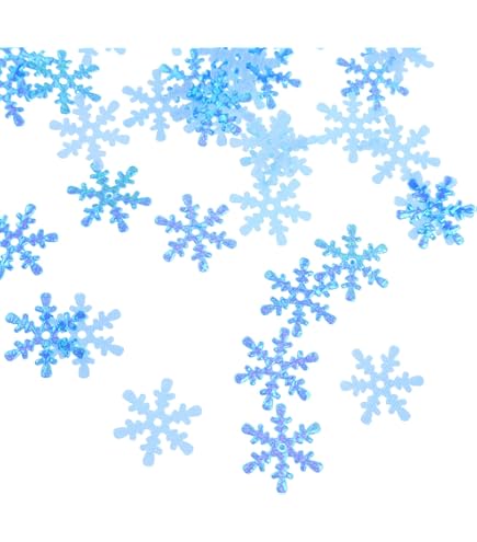 WANYI Weihnachtsdeko Schneeflocken-Konfetti - 600 Stück, 1,5 Cm - Weiß & Blau