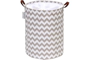 Sea Team Panier à Linge Panier à Linge en Tissu Toile Corbeille de Rangement Pliable avec poignées en Cuir PU et Fermeture à Cordon, 17,7 x 13,8 Pouces, intérieur étanche