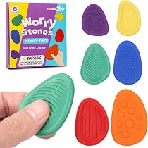 Fidget Toys 6 Pack Sensory Stones – Textured Worry Stones For Autism, Anxiety Relief For Kids & Adults (Ocean Theme)-253225