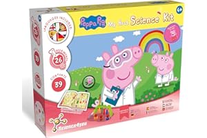 Science4you - Moja pierwsza skrzynka eksperymentalna ze świnką Peppa - zestaw naukowy Peppa Pig, 26 eksperymentów dla dzieci od 4: tworzenie baniek mydlanych, farbowanie palców, zabawka dla dzieci od