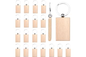 OUCONGK 20 Piezas Llaveros Madera, Llaveros de Madera en Blanco, Llaveros Madera en Personalizado con Anillo Dividido, Llaveros Madera para Grabar, para Llavero, Regalo, Etiqueta Partido, Casandose Decoración
