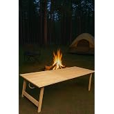 pratikoutdoor Katlanır Sabit Ayaklı Kamp, Piknik ve Bah&ccedil;e Masası 70x150 cm - Ham Naturel Renk