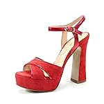 Sandali Donna Rossi Eleganti Tacco 13 Fatti a Mano Made in Italy Pierre Cardin