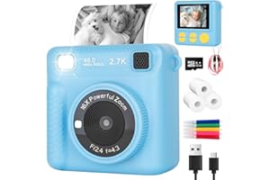 TAICHAEU Kids Camera Instant Print for Girls Boys - 2.4'' 1080P Instant Print Camera with 32GB Card & 3 Rolls Print Paper 16x Digital Zoom Birthday Toys Gifts for Kids Age 3-14 (Blue)
