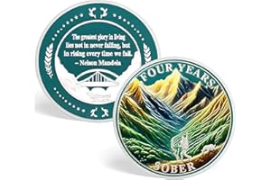 ACGZQY Moneda de sobriedad de 4 años - Chip de sobriedad original de Sunlight Mountains Fichas y medallones AA Ficha de sobriedad AA NA Alcohólicos Anónimos Regalos de sobriedad