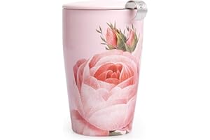 Tea Forte Kati Cup Taza de infusión de té de cerámica con cesta de infusor y tapa para remojar, Jardin