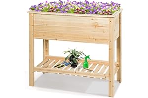 RELAX4LIFE Orto Rialzato da Esterno in Legno, Fioriera/Aiuola Rialzata da Giardino, Fioriera da Esterno per Piante, Fiori e Erba (92 x 41 x 81 cm)