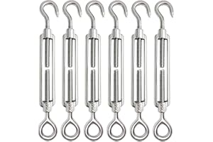 ISTLOHO 6 sztuk nakrętek napinających z hakiem oczkowym, śruba naprężająca, drut napinacz M4, zestaw napinaczy ze stali nierdzewnej do dużych obciążeń, regulowany