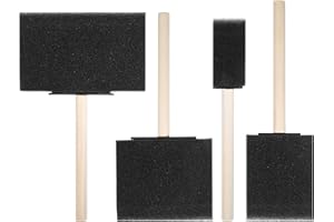 BOHUIZ 4 Stück Schwammpinsel, 4 Größen Schaumstoffpinsel Holzgriff Tupfpinsel Stupfpinsel zum Malen Farbapplikator Malzubehör für DIY Bastelprojekte